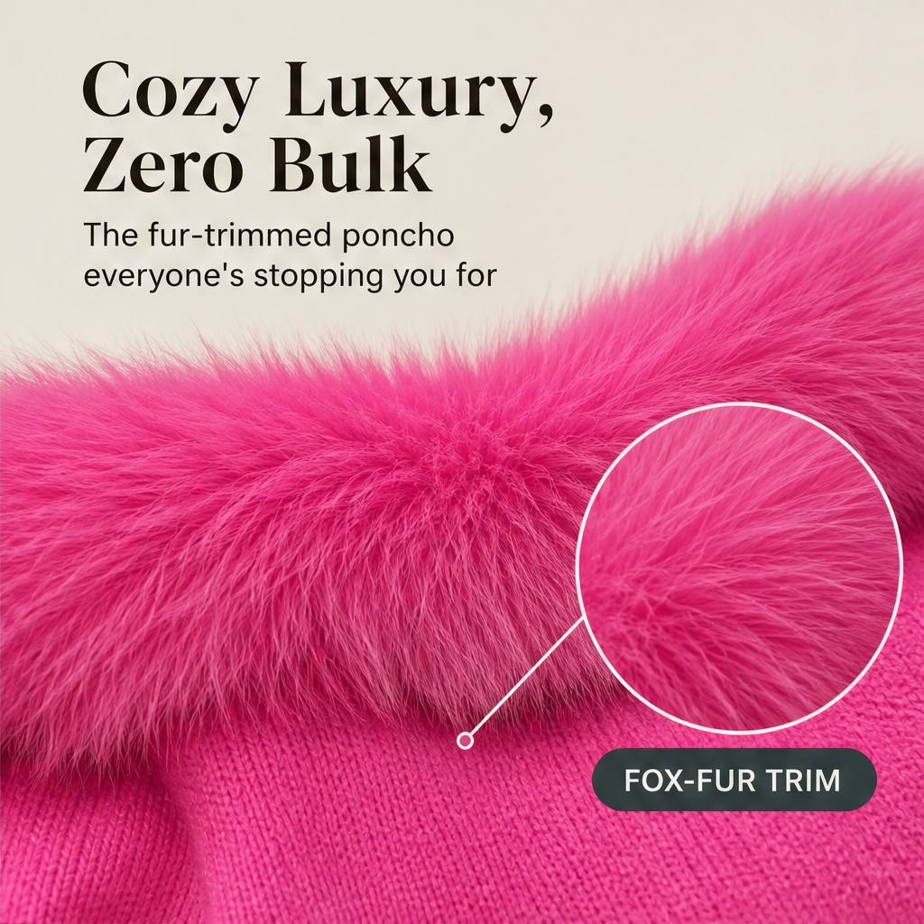 Vailfur – Faux Fox Fur Collar Cozy Cape Poncho + 50% OFF features