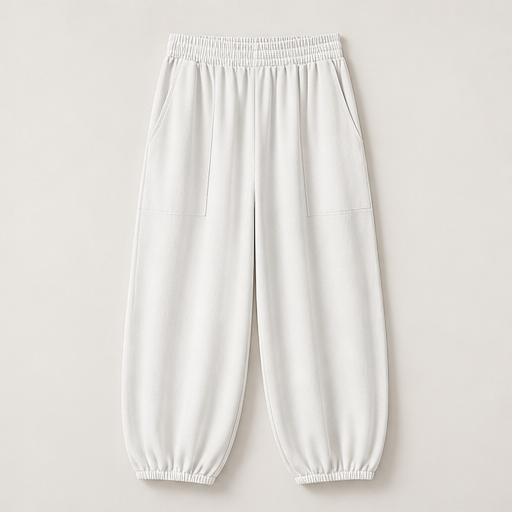 Alcove Palazzo – Elastic Waist Wide Leg Harem Pants with Pockets White