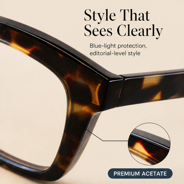 Amberloe – Blue Light Blocking Oversized Square Reading Glasses + 50% OFF features