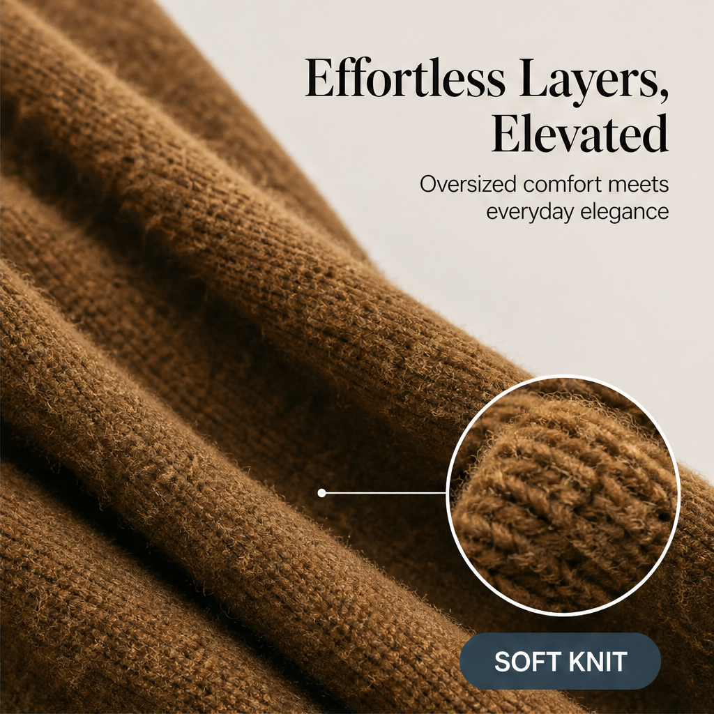 Draperlyn – Oversized Open-Front Knit Cardigan with Pockets + 50% OFF features
