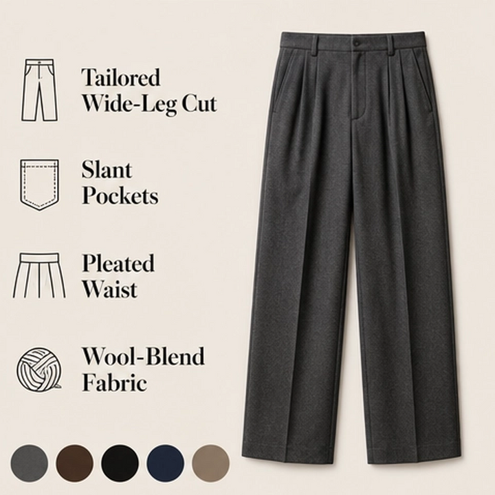 Sartor – Classic Wide-Leg Pleated Suit Trousers + 50% OFF