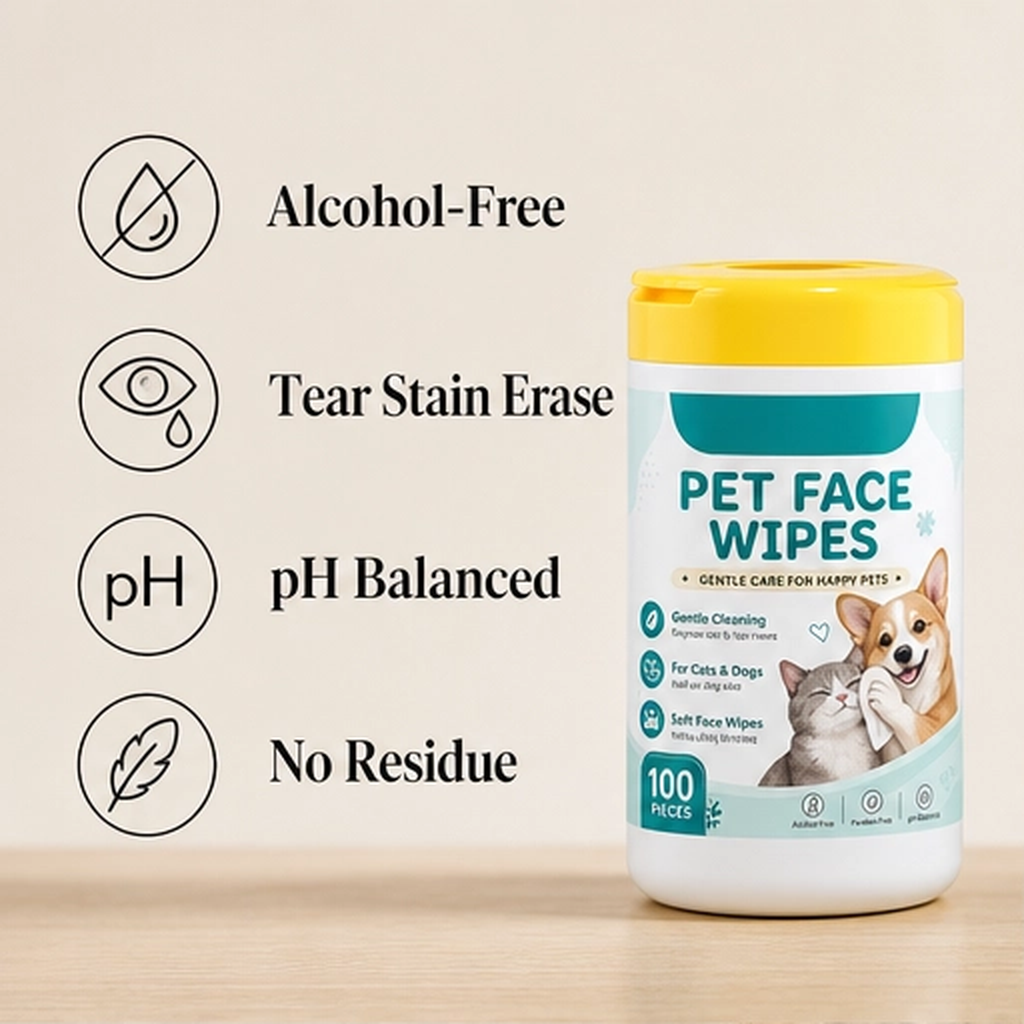 Whiskerly – Alcohol-Free Pet Face &amp; Tear Stain Wipes for Cats &amp; Dogs + 50% OFF