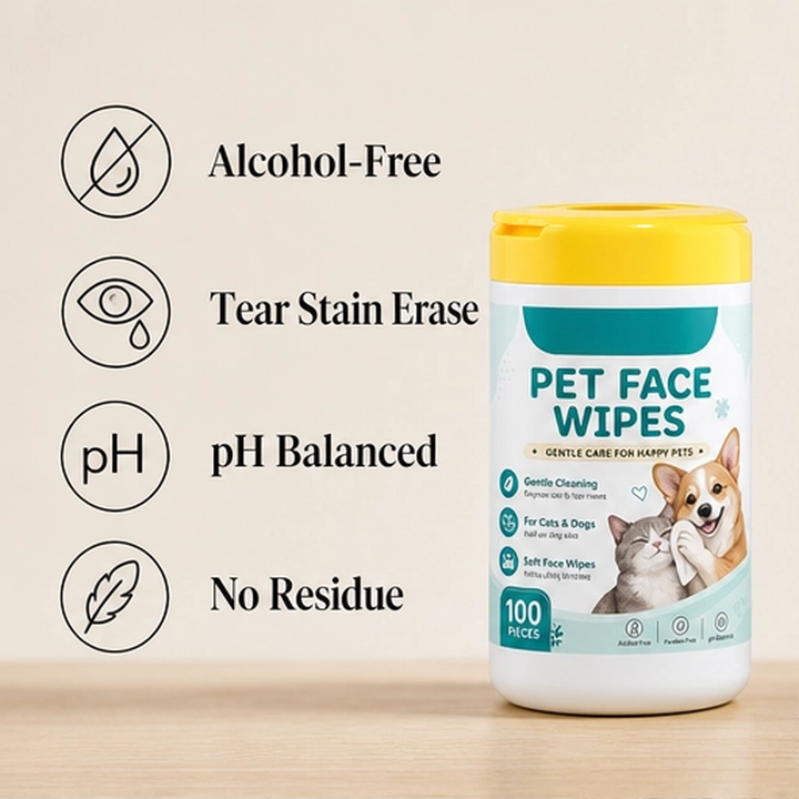 Whiskerly – Alcohol-Free Pet Face &amp; Tear Stain Wipes for Cats &amp; Dogs + 50% OFF