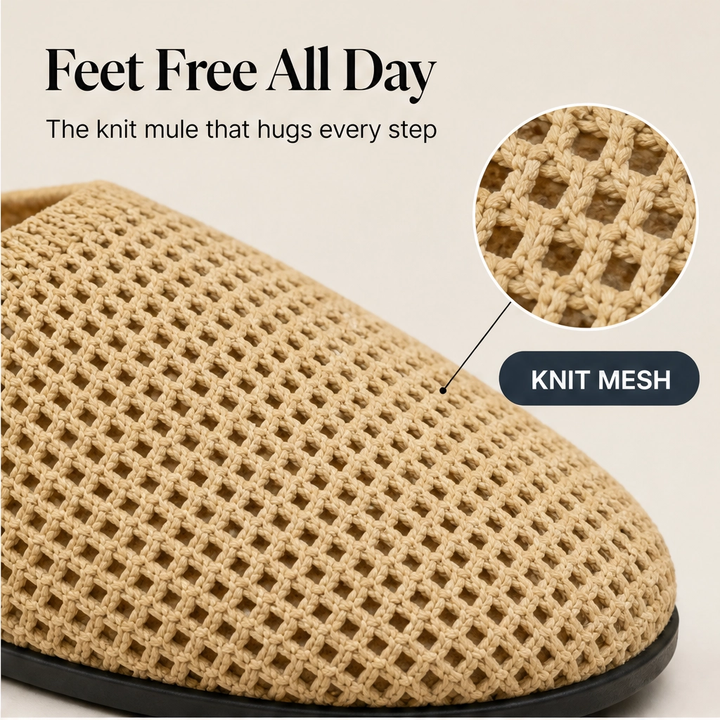 Cloudmere – Breathable Knit Slip-On Mules with Cushioned Sole + 50% OFF