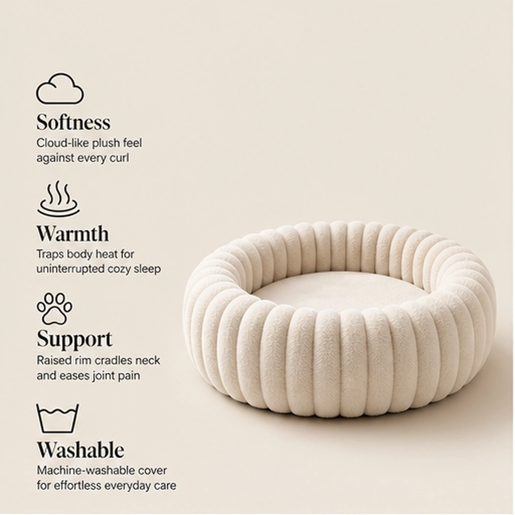 Drowsen – Ultra-Soft Calming Donut Pet Bed with Raised Edge, Machine Washable + 50% OFF