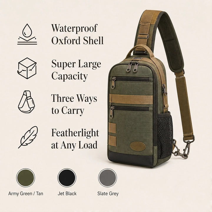 Kestrel – Water-Resistant 3-Way Sling Bag with Large Capacity + 50% OFF