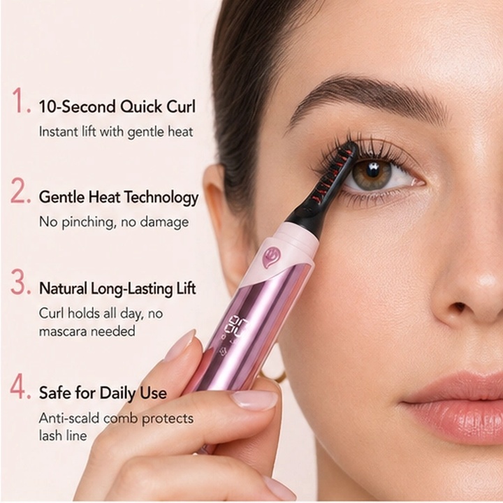 Lashelle – Heated Eyelash Curler with 4 Heat Levels &amp; Digital Display + 50% OFF