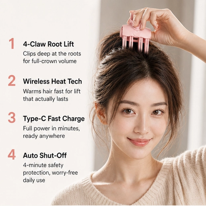 Halora – Cordless Heated Root Lift Volumizing Clip for Fine, Flat Hair + 50% OFF