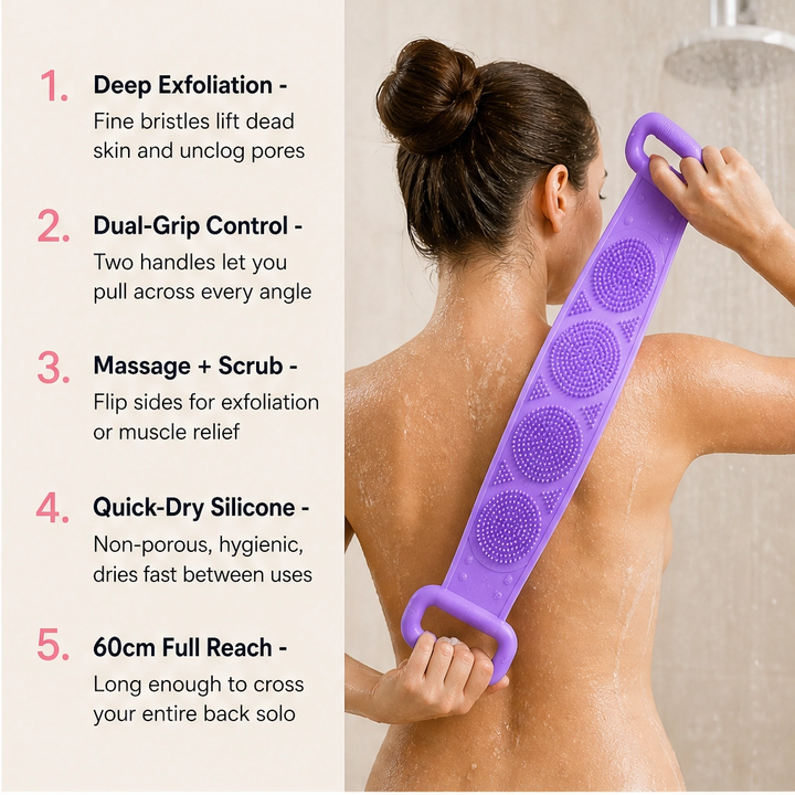 Brookmist – Double-Sided Silicone Back Scrubber with Dual Handles + 50% OFF