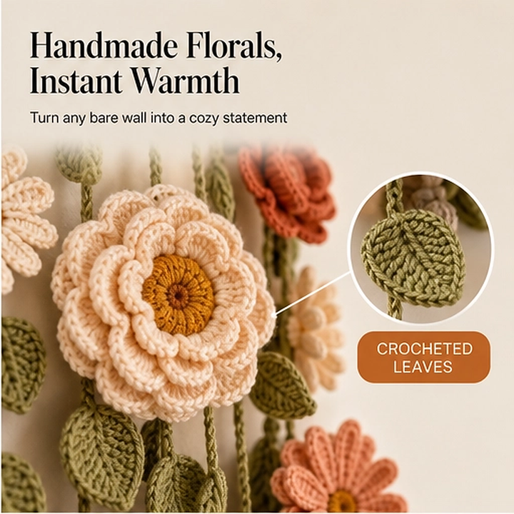 Willowmere – Boho Crochet Flower Wall Hanging with Vines &amp; Tassels + 50% OFF