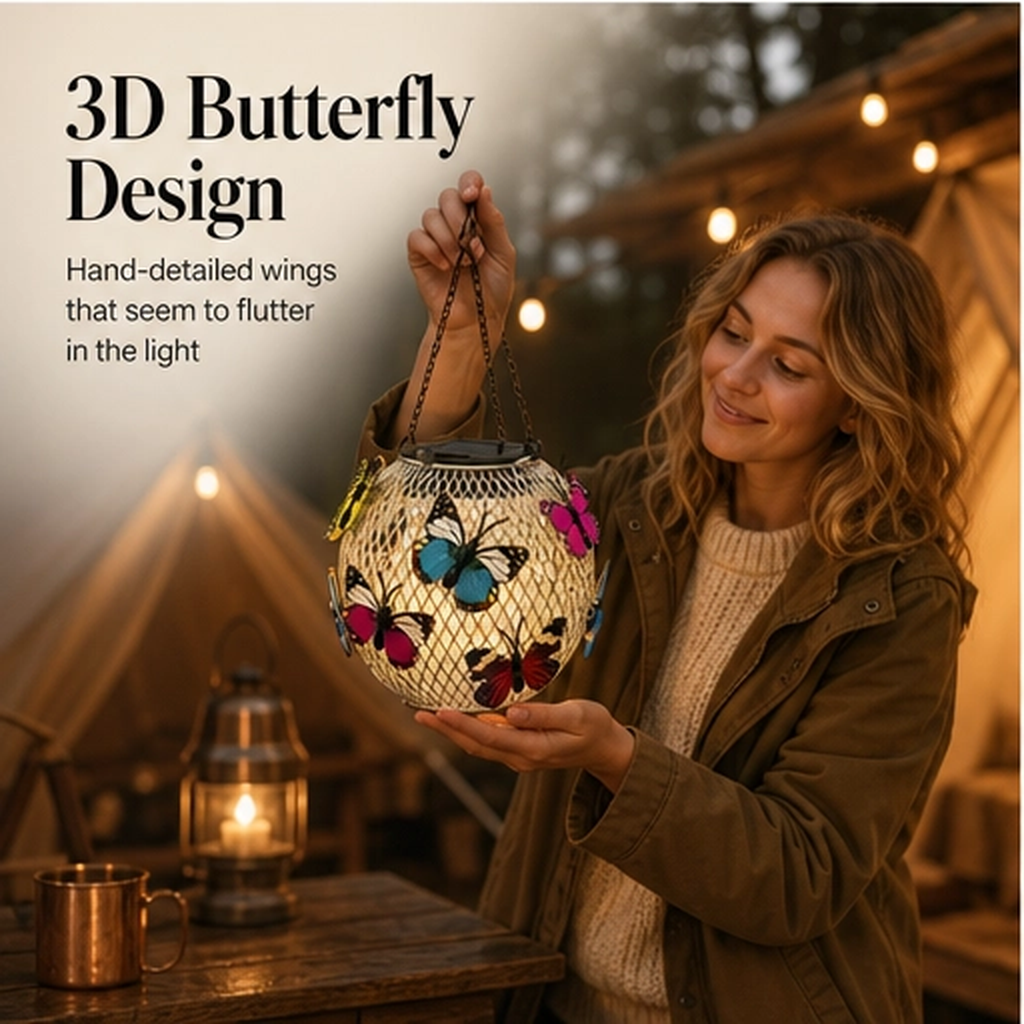 Flutterglow – Solar Butterfly Hanging Lantern for Garden &amp; Patio + 50% OFF