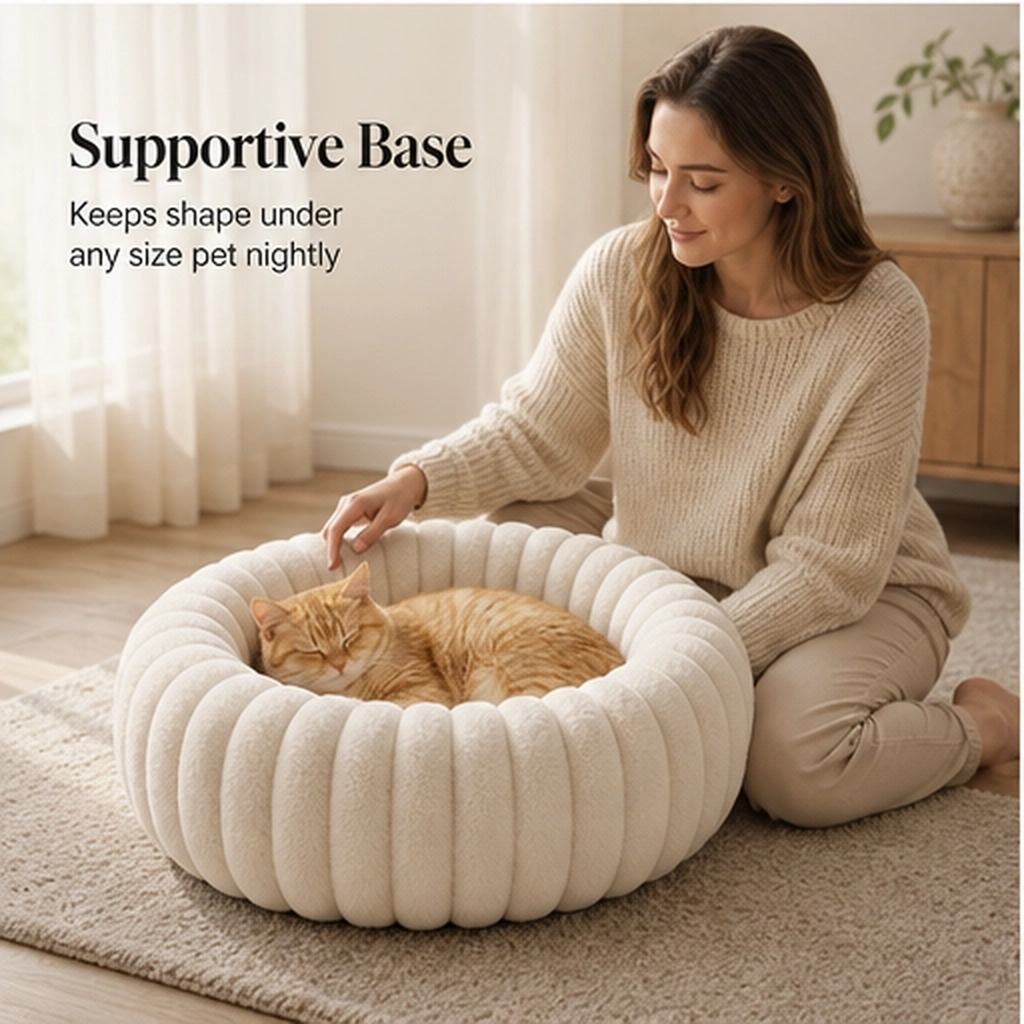 Drowsen – Ultra-Soft Calming Donut Pet Bed with Raised Edge, Machine Washable + 50% OFF