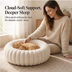 Drowsen – Ultra-Soft Calming Donut Pet Bed with Raised Edge, Machine Washable + 50% OFF