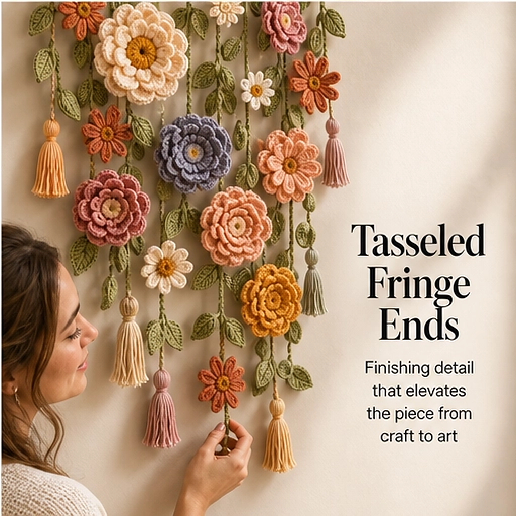 Willowmere – Boho Crochet Flower Wall Hanging with Vines &amp; Tassels + 50% OFF