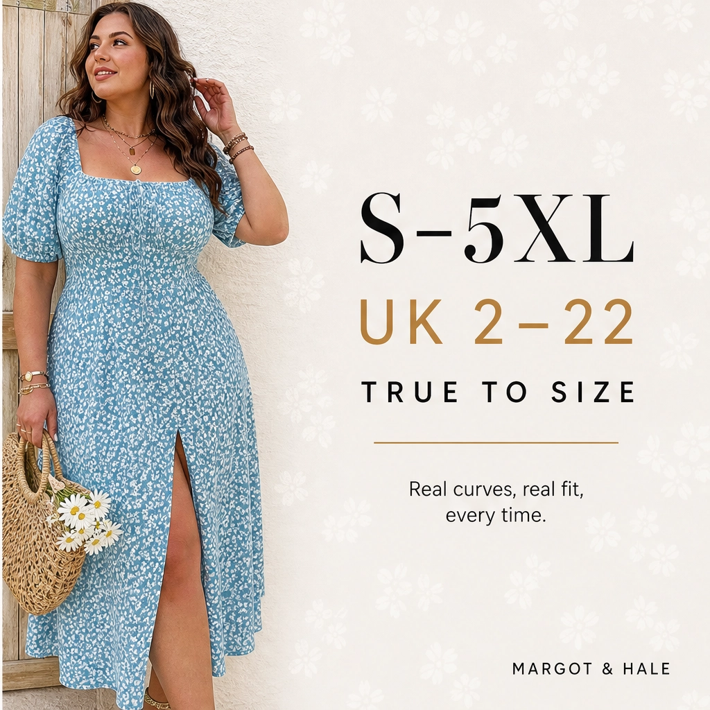 Fleurette – Smocked Bodice Side-Split Floral Midi Dress + 50% OFF
