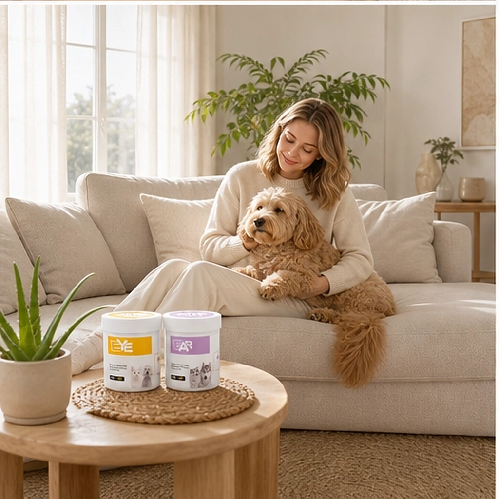 Whiskerwell – Gentle Eye &amp; Ear Cleaning Wipes for Dogs, Cats &amp; Small Pets + 1+1 FREE