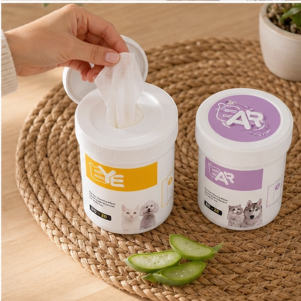 Whiskerwell – Gentle Eye &amp; Ear Cleaning Wipes for Dogs, Cats &amp; Small Pets + 1+1 FREE