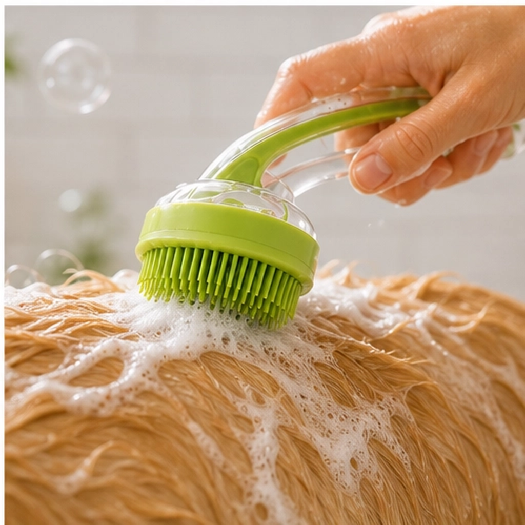 Scrubble – 2-in-1 Pet Bath Brush with Shampoo Dispenser &amp; Long Handle + 50% OFF