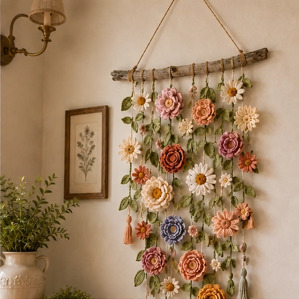 Willowmere – Boho Crochet Flower Wall Hanging with Vines &amp; Tassels + 50% OFF