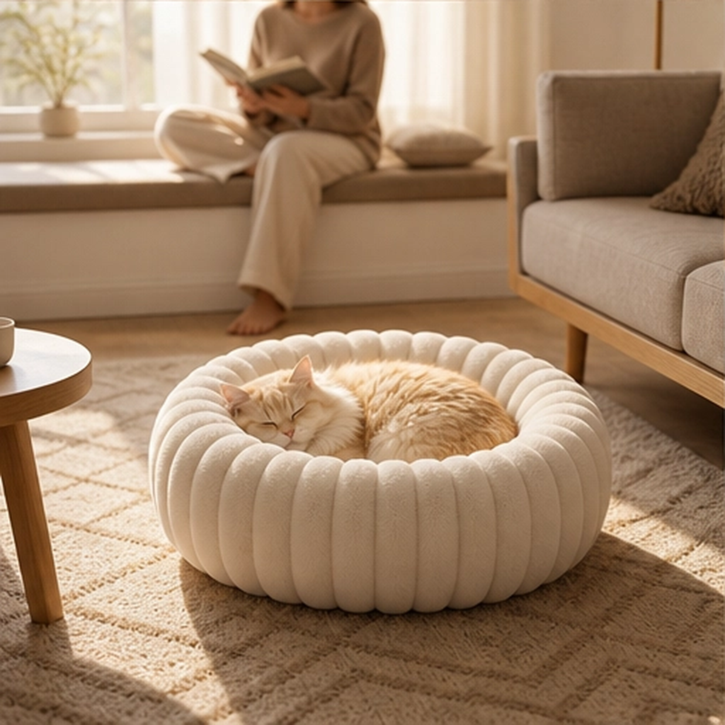 Drowsen – Ultra-Soft Calming Donut Pet Bed with Raised Edge, Machine Washable + 50% OFF