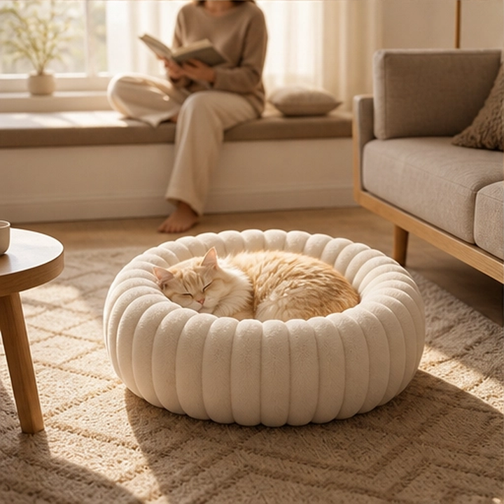Drowsen – Ultra-Soft Calming Donut Pet Bed with Raised Edge, Machine Washable + 50% OFF