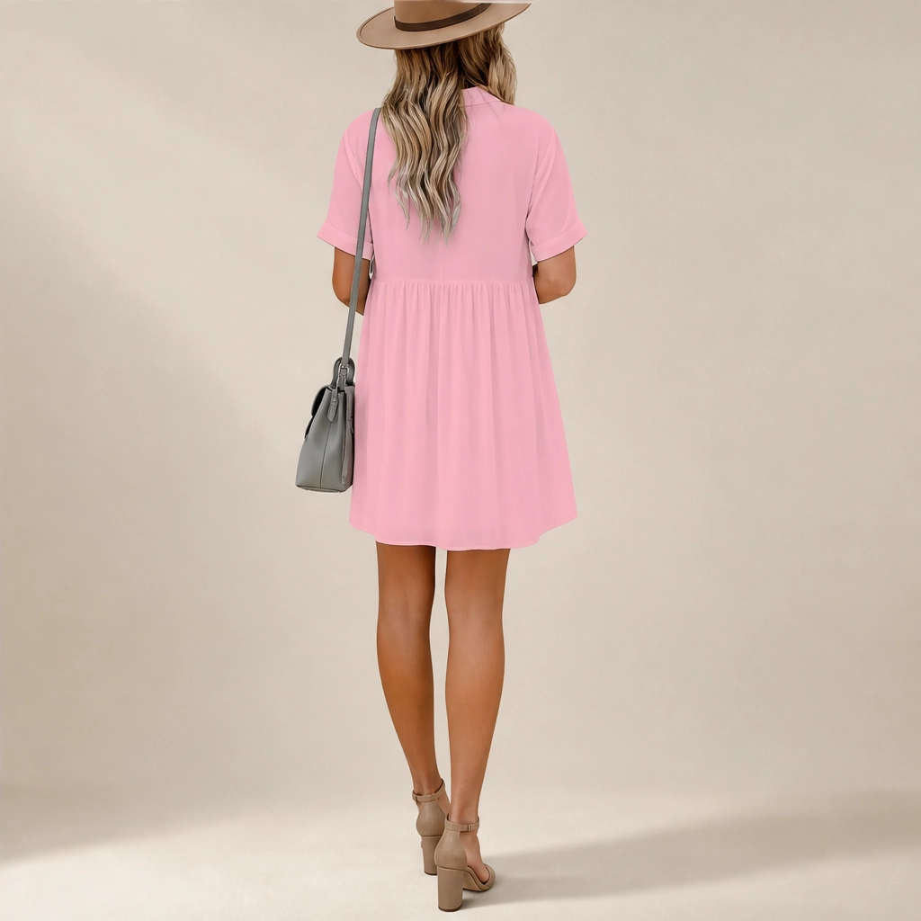 Willowmere – Flowy Button-Down Babydoll Dress with Pockets + 50% OFF