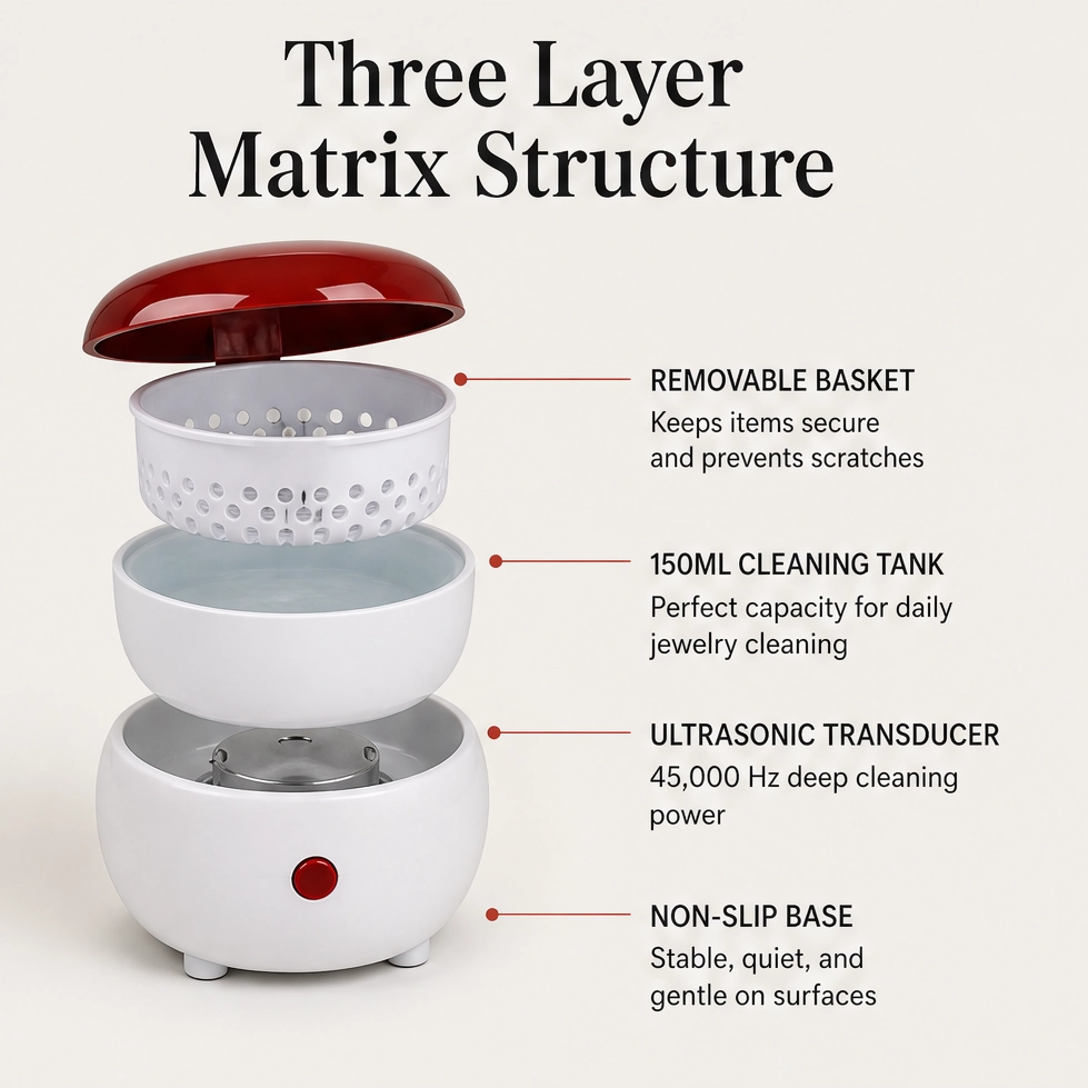 Gleamora – One-Button Compact Cleaner for Jewelry, Watches &amp; Dentures + 50% OFF