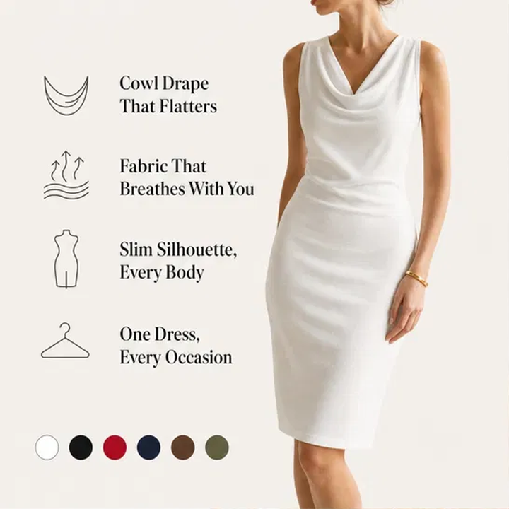 Veloura – Cowl Neck Slim Fit Dress with Hidden Pockets + 50% OFF