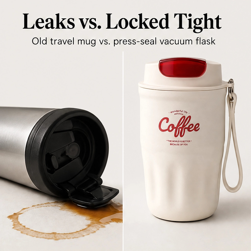 Emberly – Insulated Stainless Steel Coffee Mug with Leak-Lock Lid, Removable Grip &amp; Wrist Strap + 50% OFF