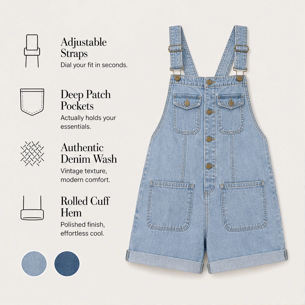 Marlowe – Adjustable-Strap Denim Jumpsuit with Deep Pockets + 50% OFF