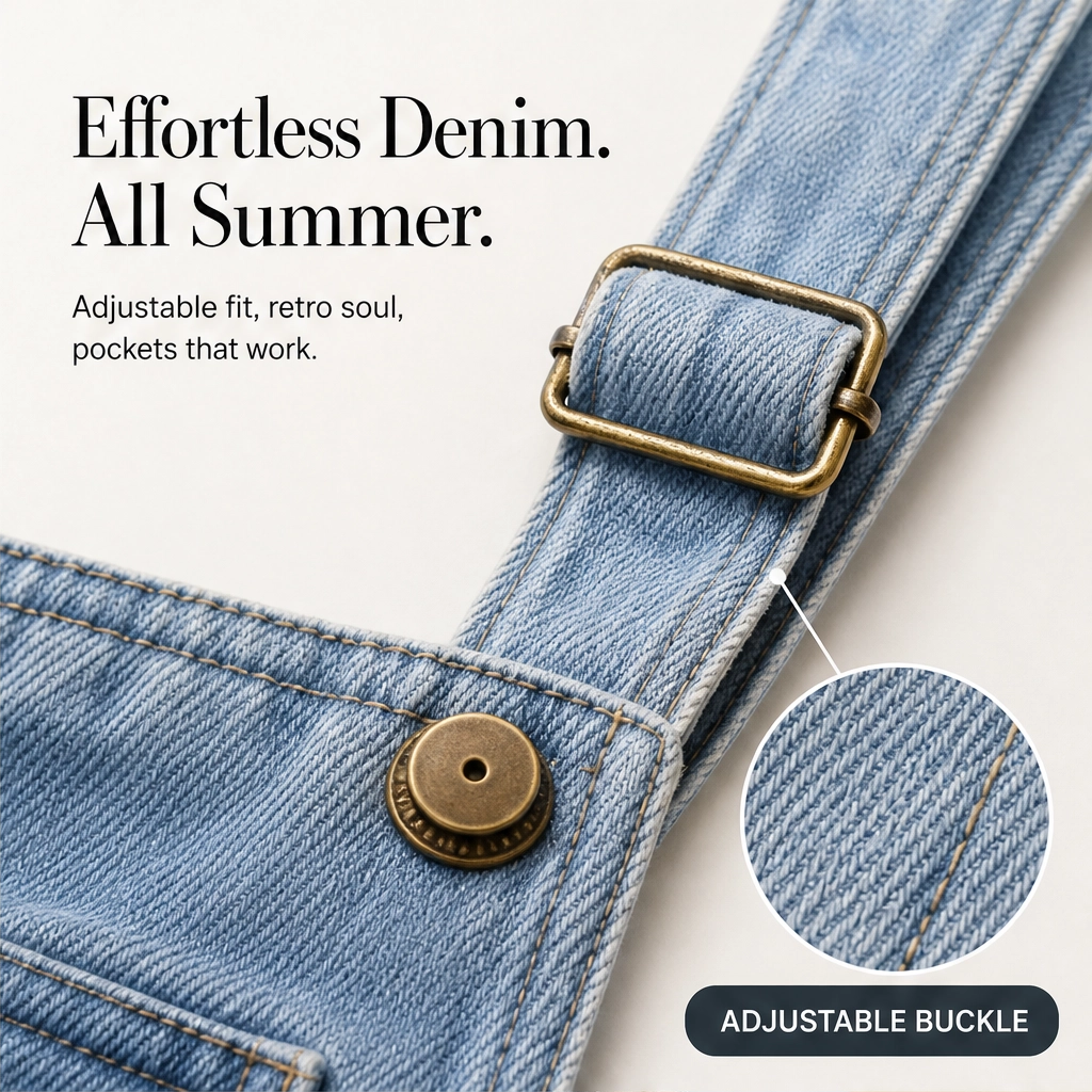 Marlowe – Adjustable-Strap Denim Jumpsuit with Deep Pockets + 50% OFF