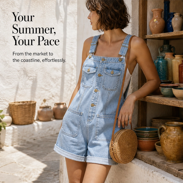 Marlowe – Adjustable-Strap Denim Jumpsuit with Deep Pockets + 50% OFF