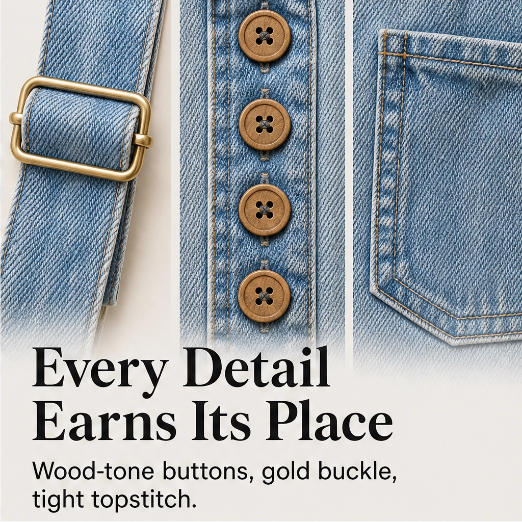 Marlowe – Adjustable-Strap Denim Jumpsuit with Deep Pockets + 50% OFF