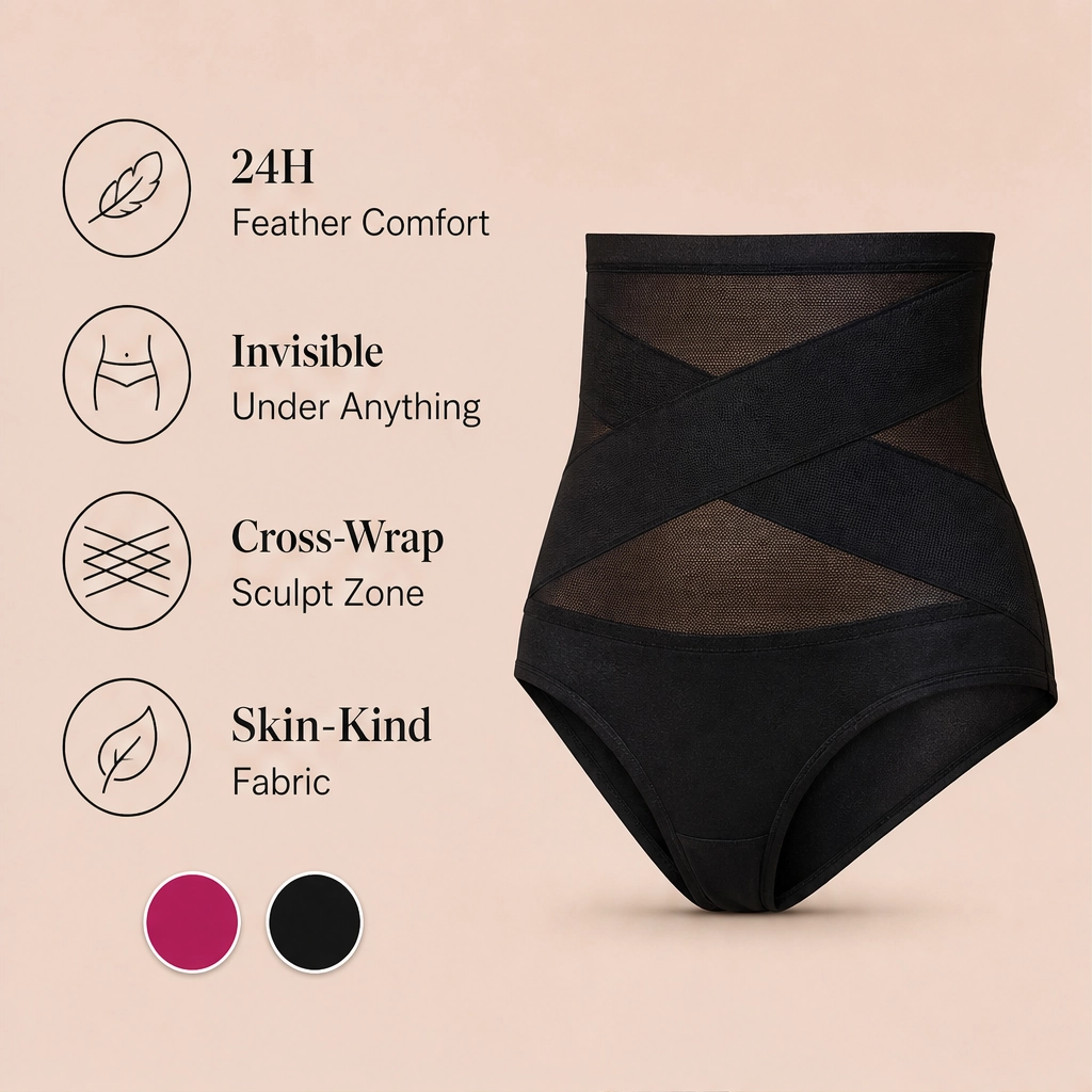 Sculptelle – High-Waist Cross Tummy Control Shaping Panties + 50% OFF