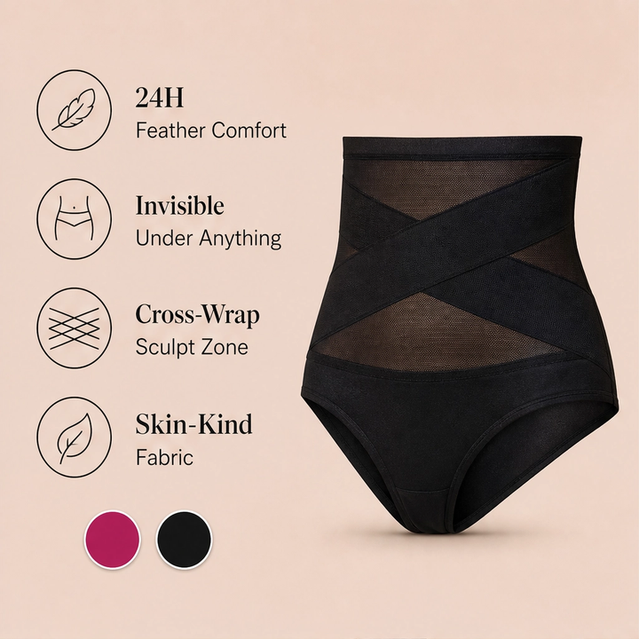 Sculptelle – High-Waist Cross Tummy Control Shaping Panties + 50% OFF