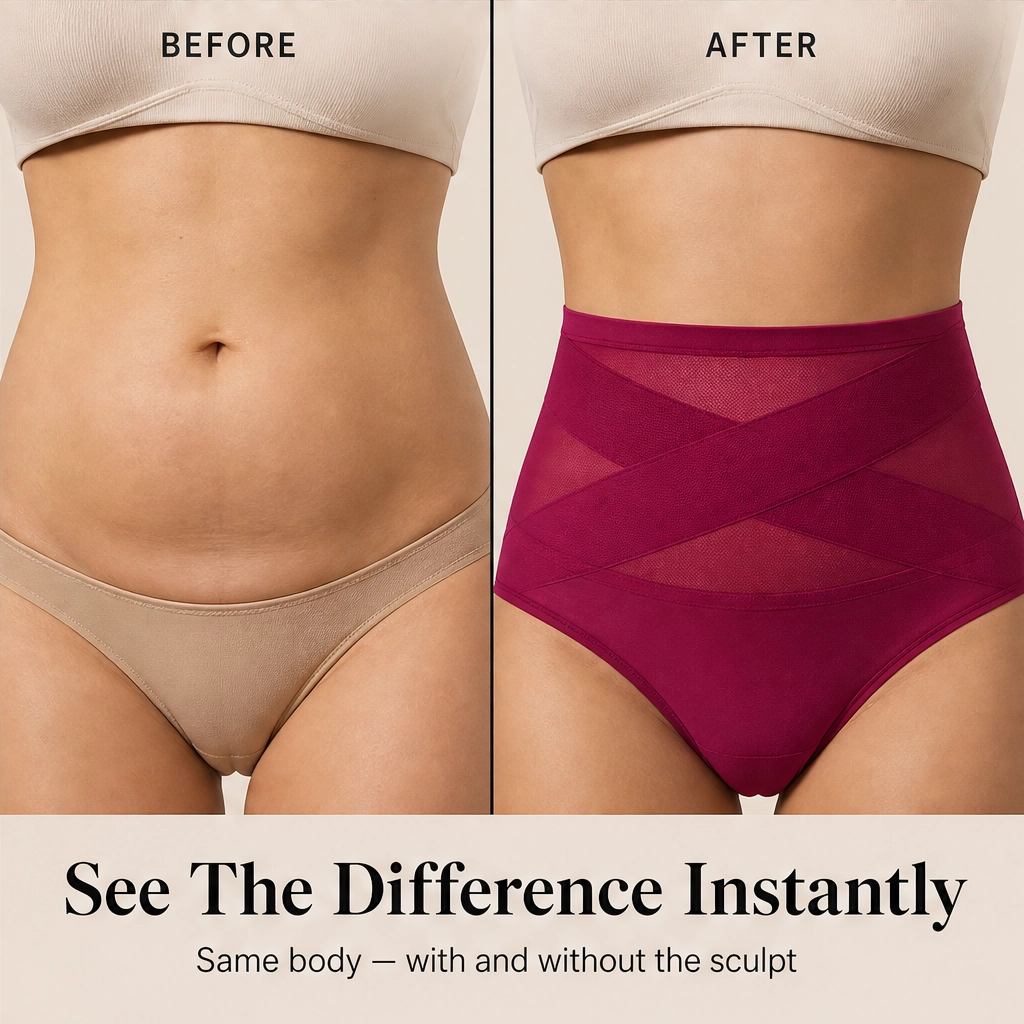 Sculptelle – High-Waist Cross Tummy Control Shaping Panties + 50% OFF