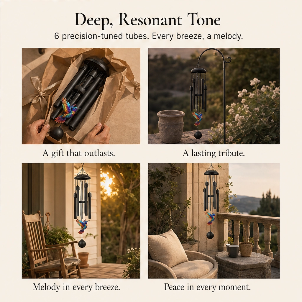 Willowdale – Deep-Tone Aluminum Wind Chime, Hand-Painted Birds, Garden &amp; Memorial Decor + 50% OFF