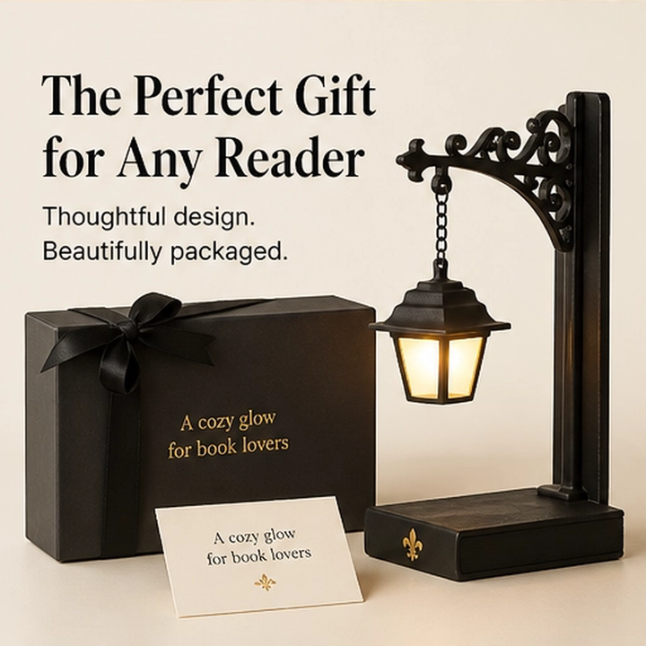 Emberwick – Iron Street Lamp Bookend with Warm Glow Hanging Lantern + 50% OFF