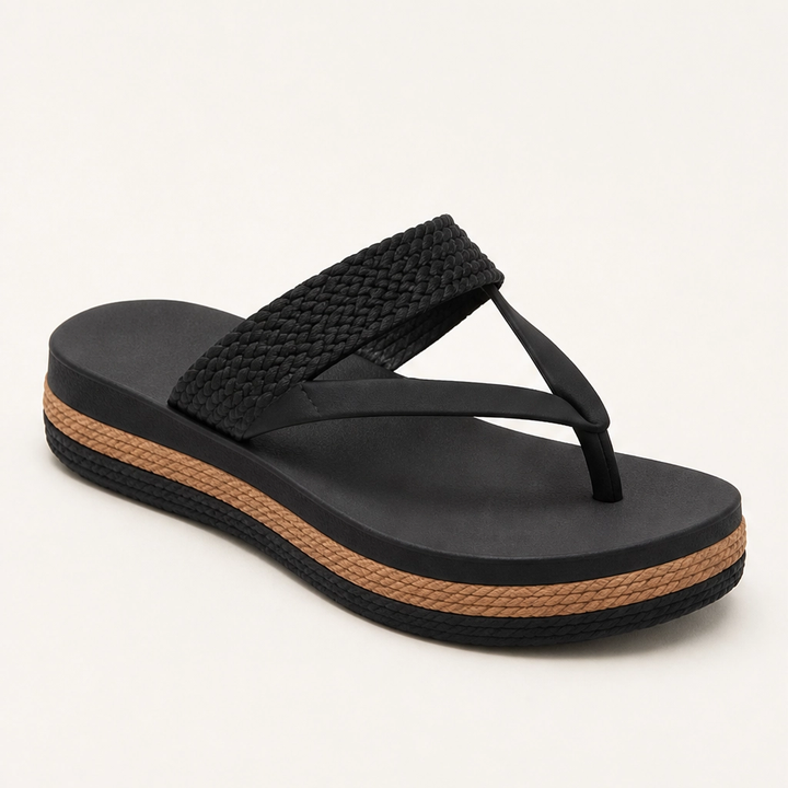 Solira™ – Cushioned Platform Flip-Flops with Woven Strap + 50% OFF