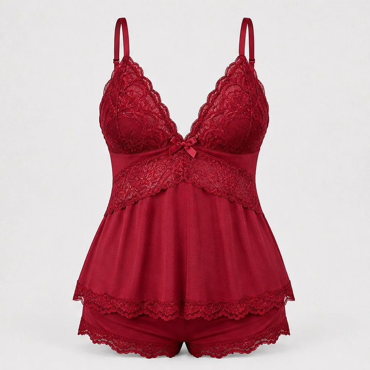 Velisse – Lace-Trim V-Neck Cami &amp; Shorts Sleepwear Set + 1+1 FREE