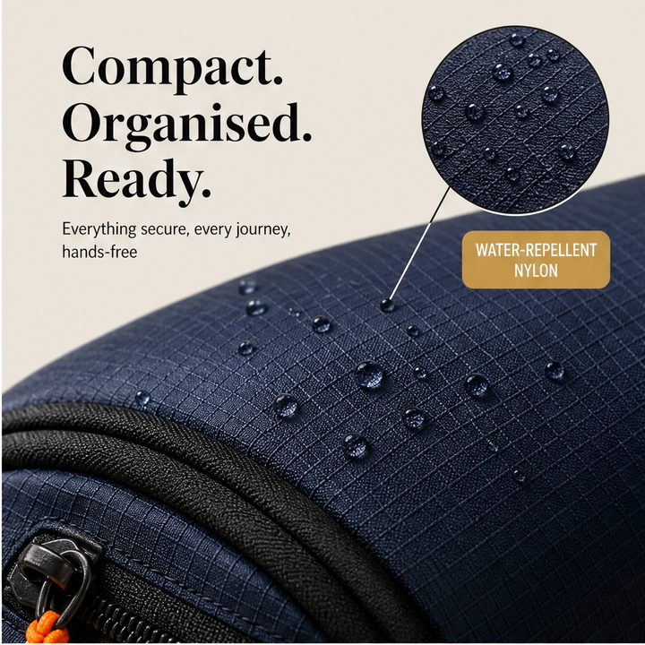 Stridewell – Water-Repellent Multi-Pocket Crossbody Sling Bag with Headphone Port + 50% OFF