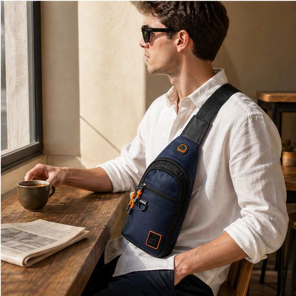 Stridewell – Water-Repellent Multi-Pocket Crossbody Sling Bag with Headphone Port + 50% OFF