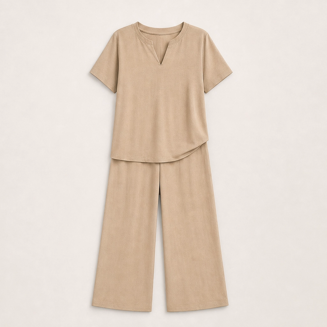 Willowé – Soft V-Neck Top &amp; Wide-Leg Pants Lounge Set + 50% OFF
