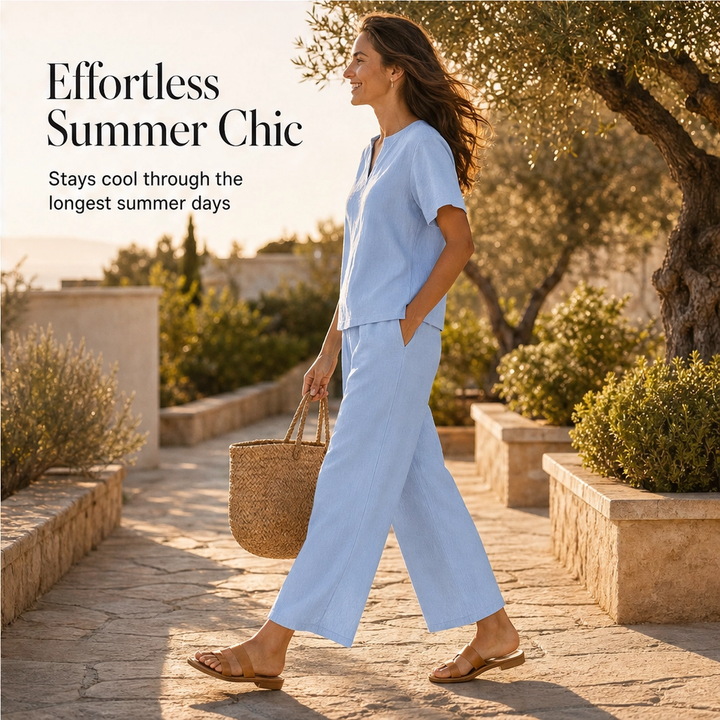 Willowé – Soft V-Neck Top &amp; Wide-Leg Pants Lounge Set + 50% OFF