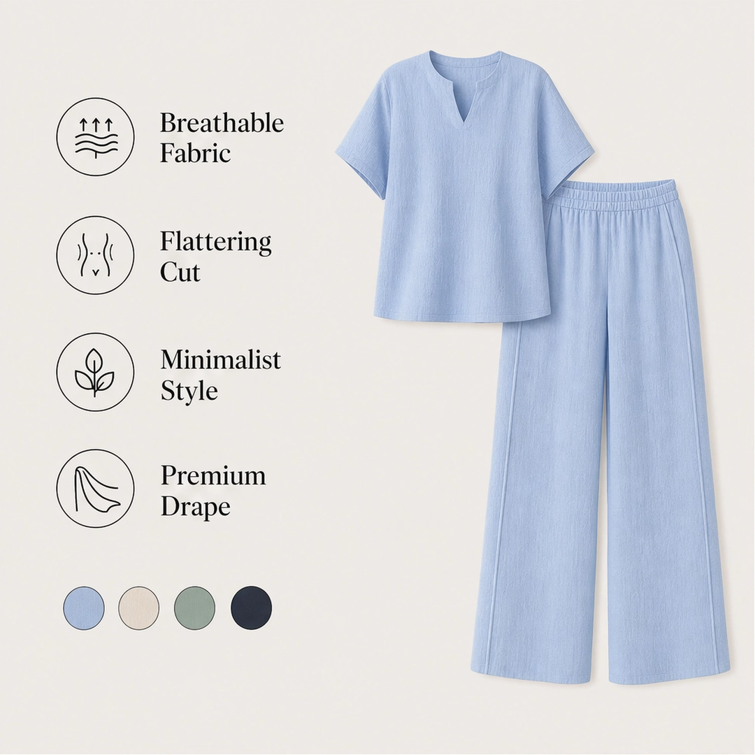 Willowé – Soft V-Neck Top &amp; Wide-Leg Pants Lounge Set + 50% OFF