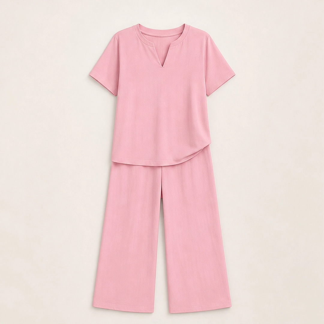 Willowé – Soft V-Neck Top &amp; Wide-Leg Pants Lounge Set + 50% OFF