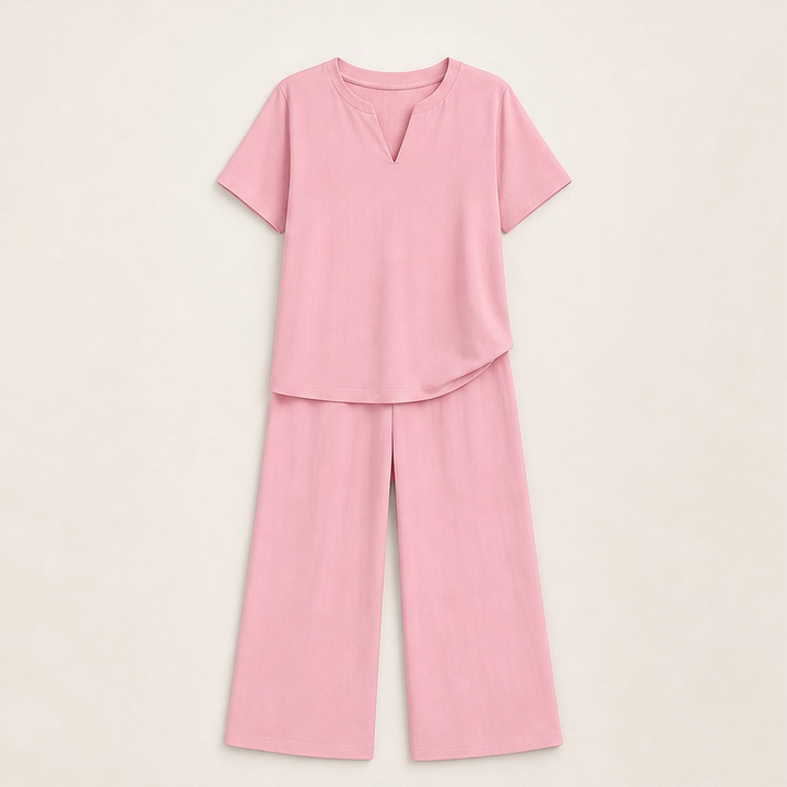 Willowé – Soft V-Neck Top &amp; Wide-Leg Pants Lounge Set + 50% OFF