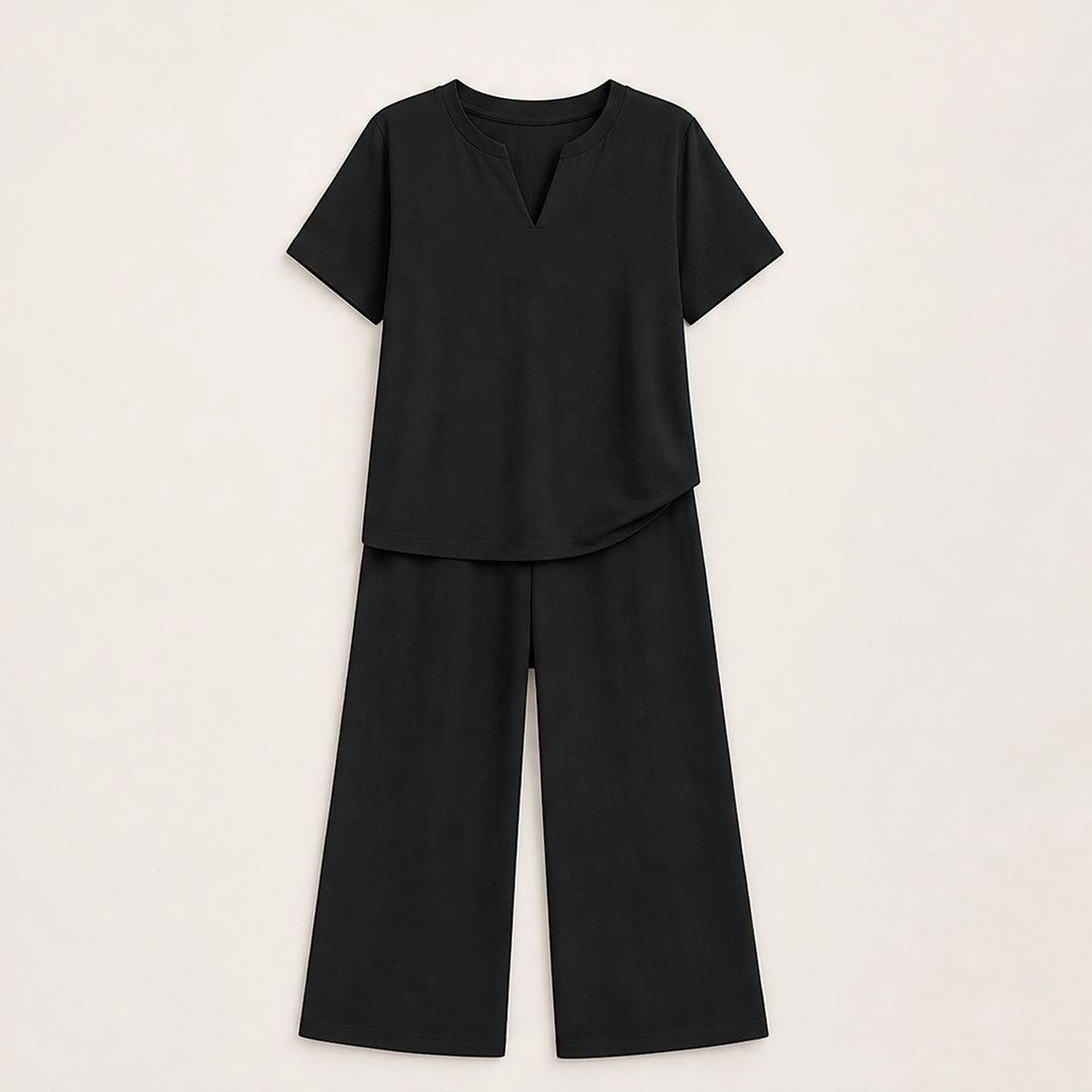 Willowé – Soft V-Neck Top &amp; Wide-Leg Pants Lounge Set + 50% OFF
