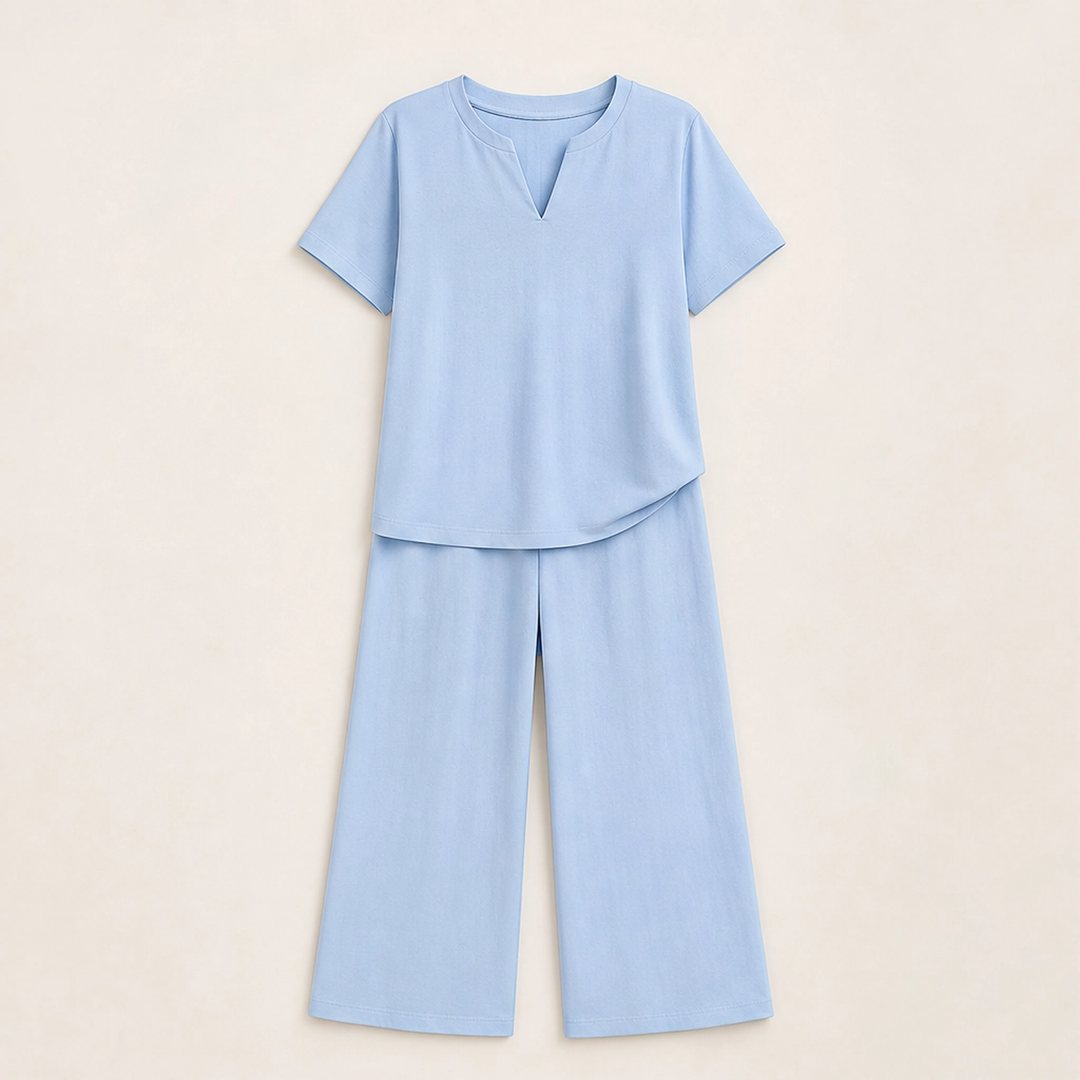 Willowé – Soft V-Neck Top &amp; Wide-Leg Pants Lounge Set + 50% OFF