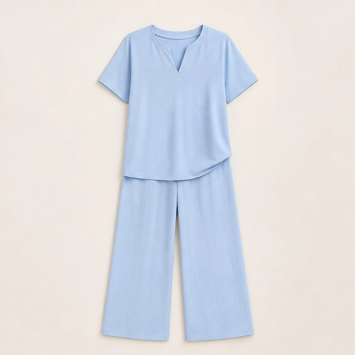Willowé – Soft V-Neck Top &amp; Wide-Leg Pants Lounge Set + 50% OFF